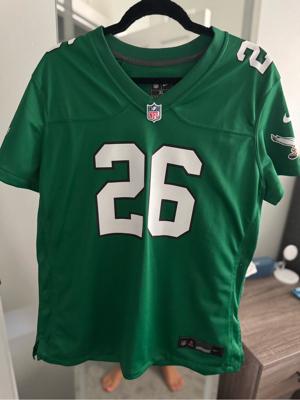 Nike Men’s #26 Green Football Jersey with White Accents